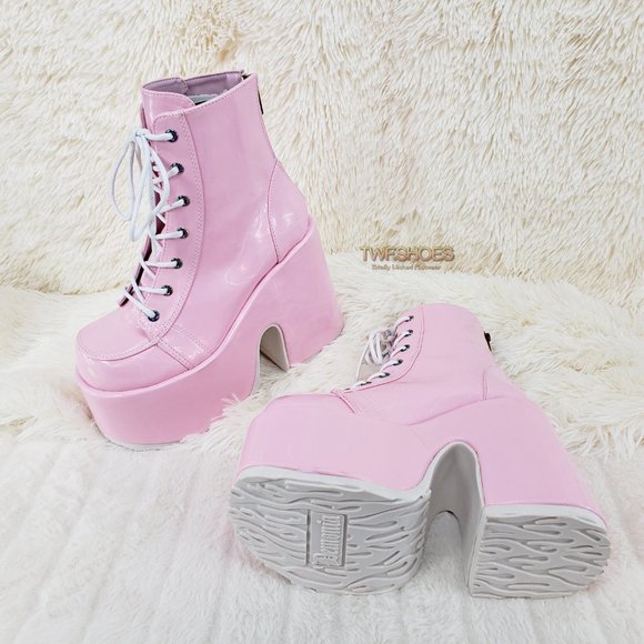 Demonia 5 Inch Platform Boots in Pink - Picture 12 of 15
